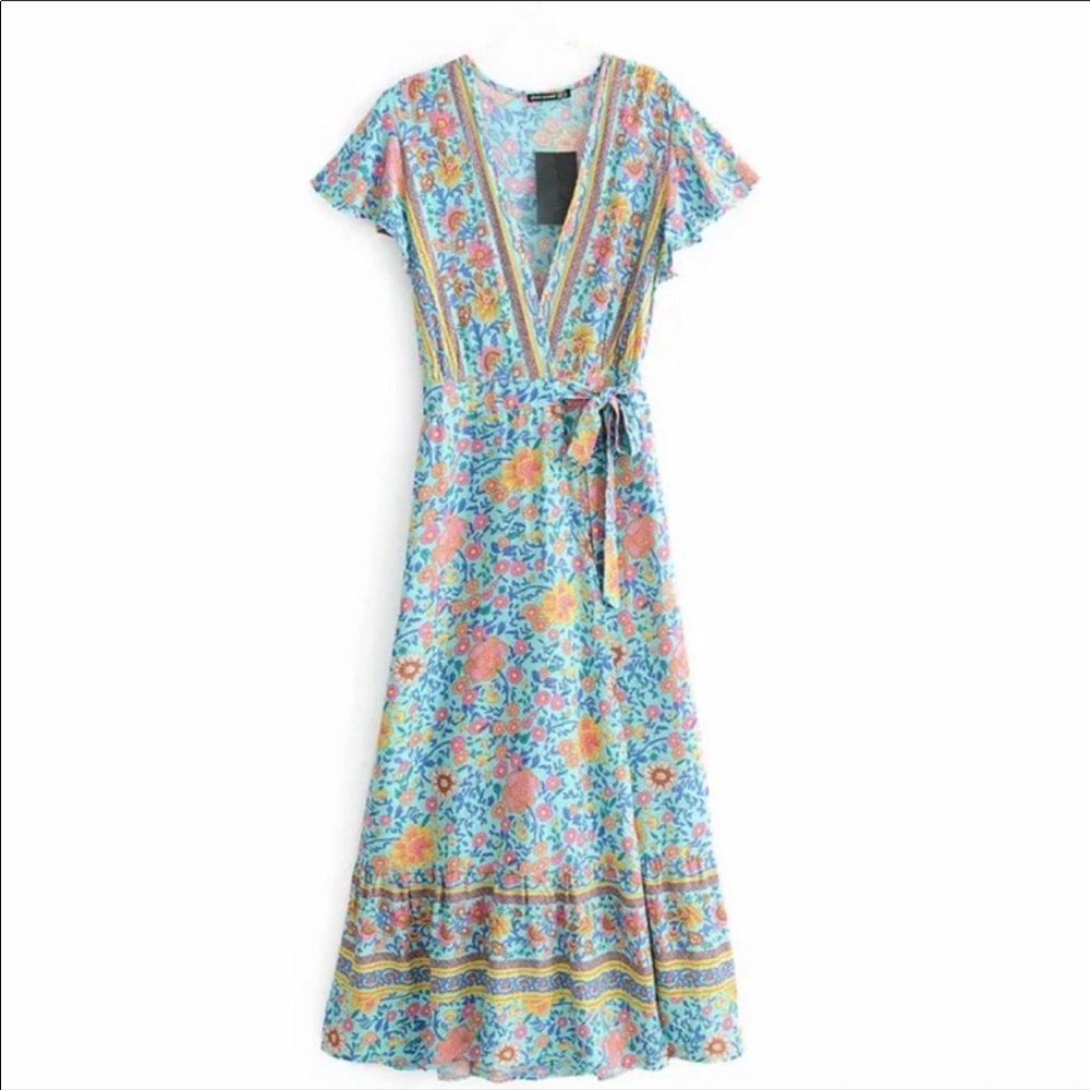 M turquoise maxi wrap dress